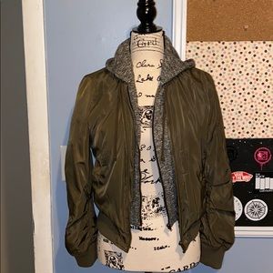 Forever 21 Juniors Green Jacket with hoodie